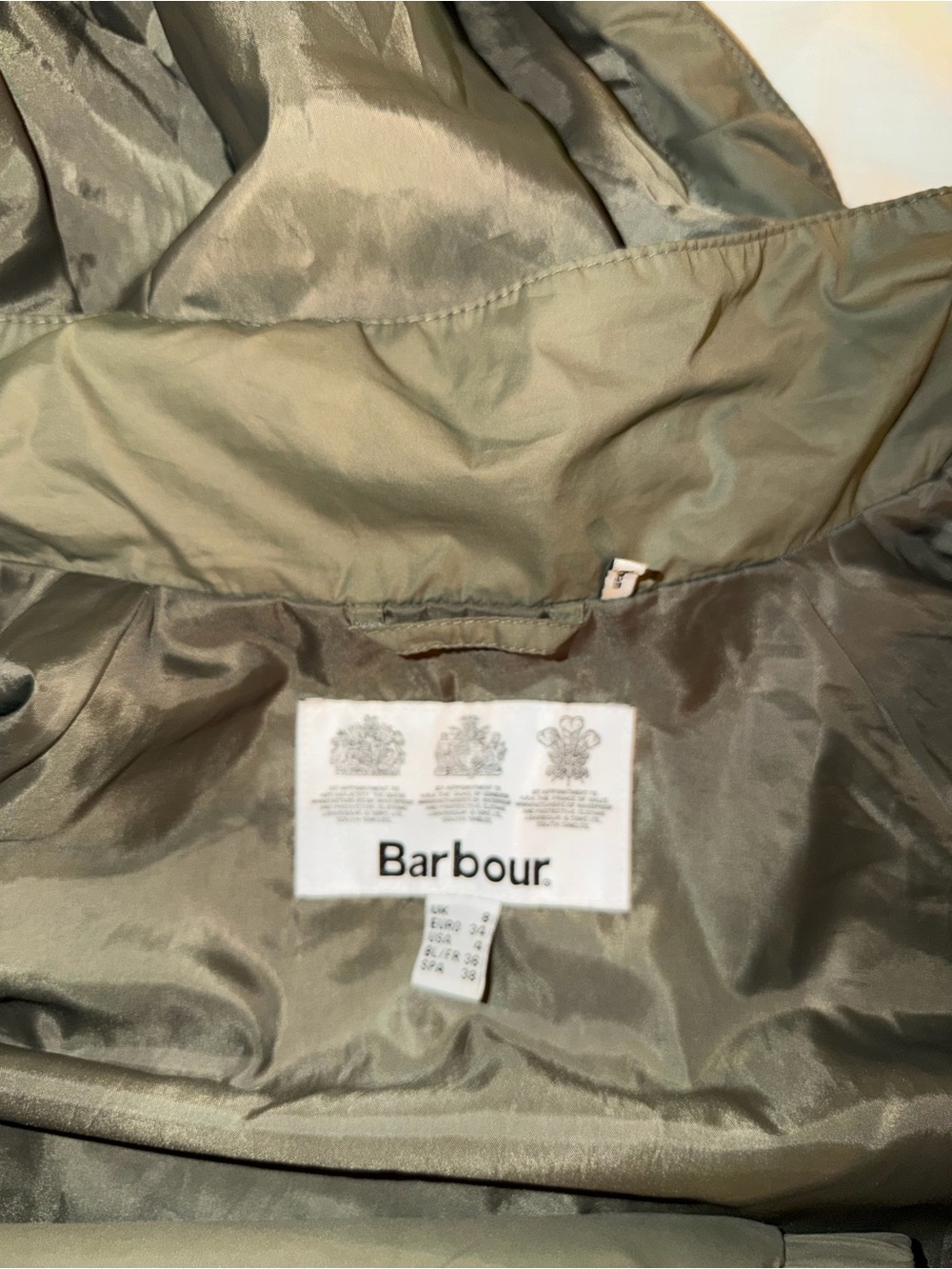 Barbour Sea Daisy Olive Green Hooded Raincoat